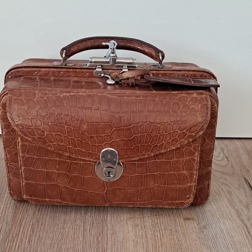 Antike krokodil reisetasche - antike,
