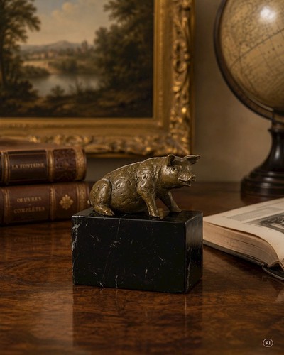 Bronzefigur tier ein sitzendes - bronzefigur,