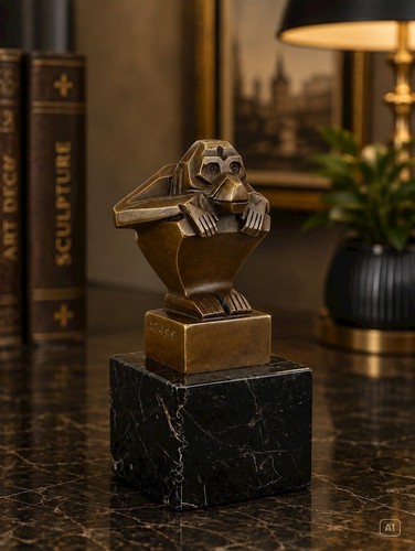 Bronzefigur tier art deco ein - bronzefigur,
